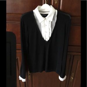 Jones New York Black sweater w/detachable collar